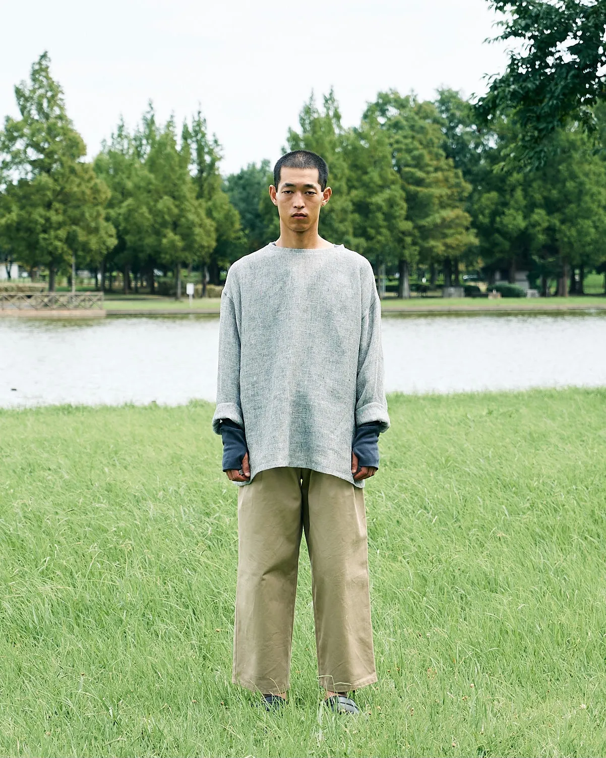 4B TIGHT WAFFLE LS (CHARCOAL)(EXCLUSIVE)