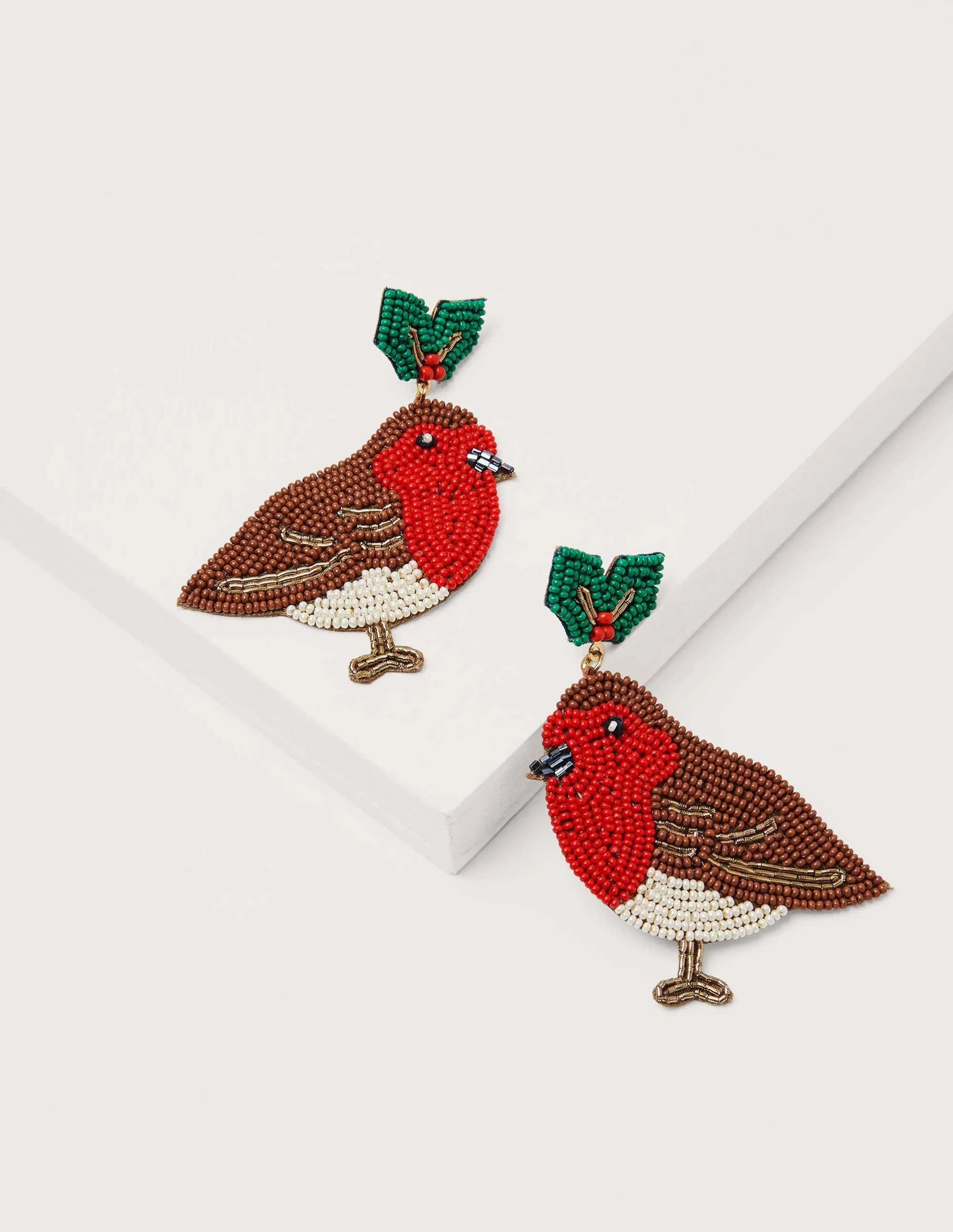 Beaded Festive Earrings-Robins