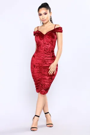 Beautiful Butterfly Velvet Dress - Burgundy