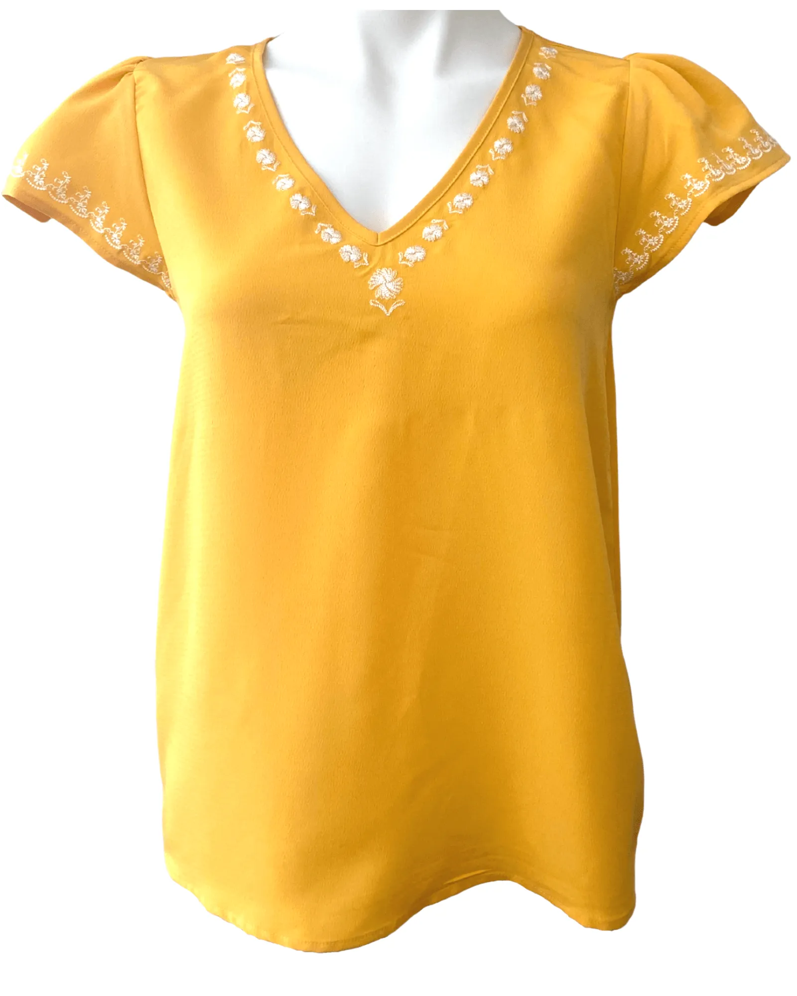 Bright Spring Embroidered V-neck Blouse