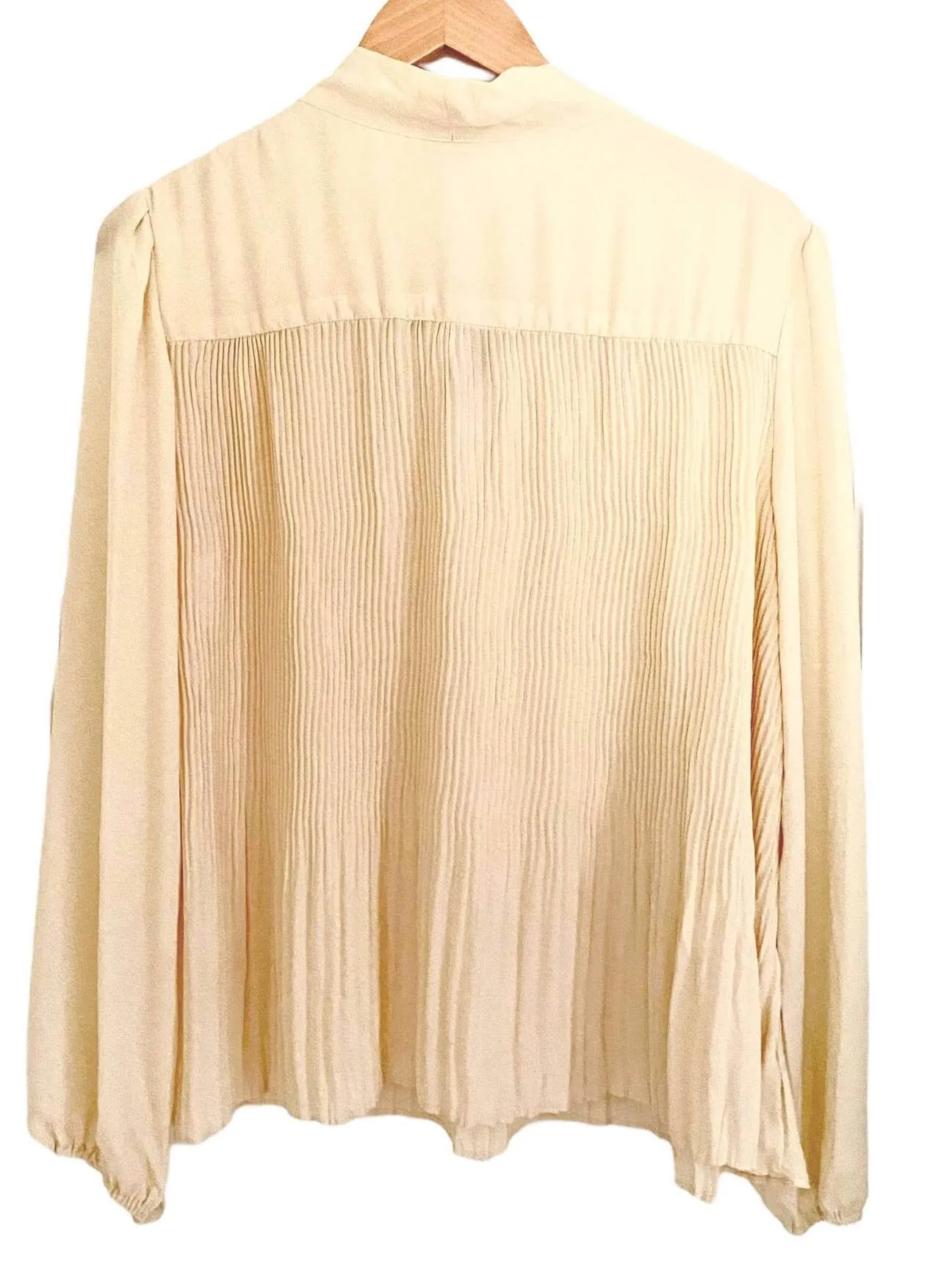 Bright Spring Ivory Pleated Bow Blouse