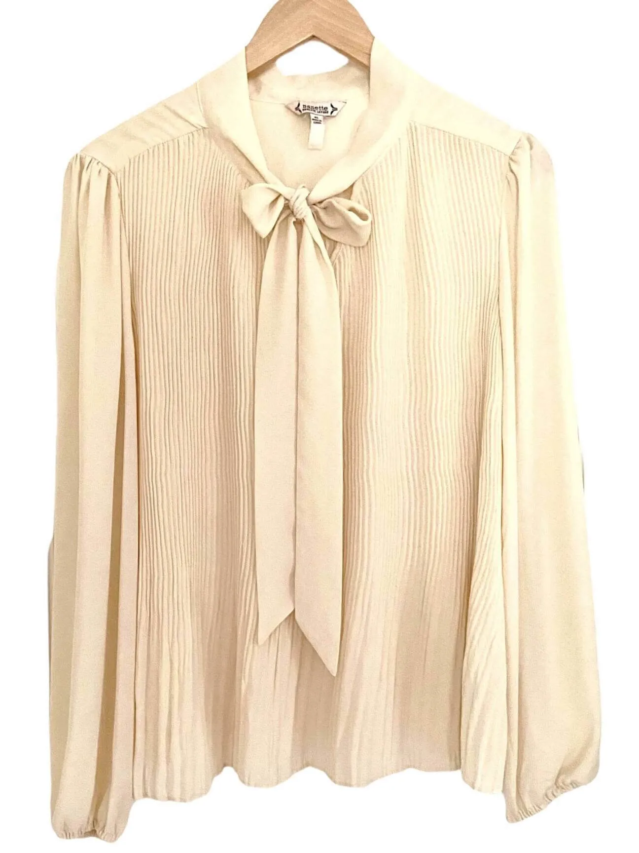 Bright Spring Ivory Pleated Bow Blouse