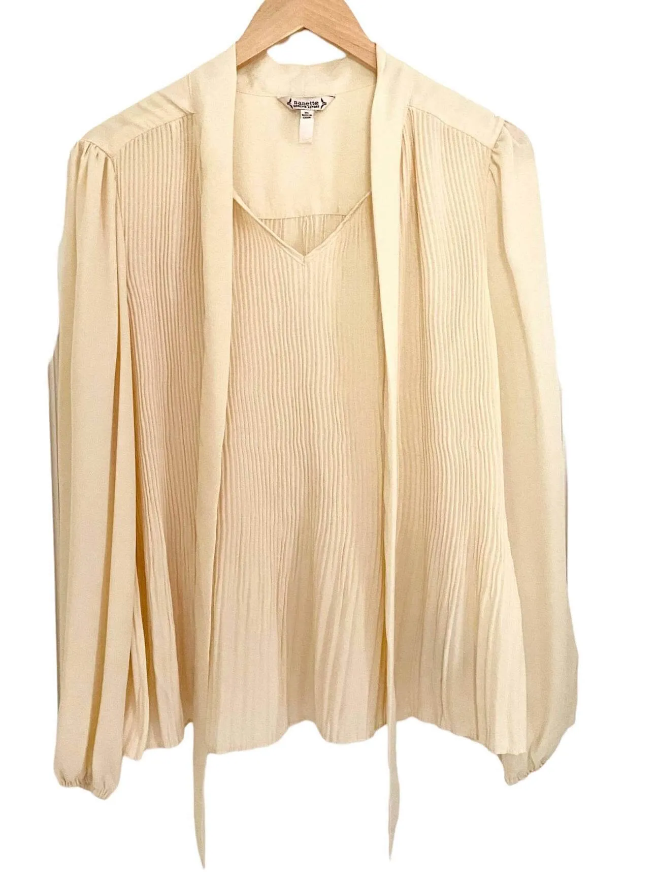 Bright Spring Ivory Pleated Bow Blouse