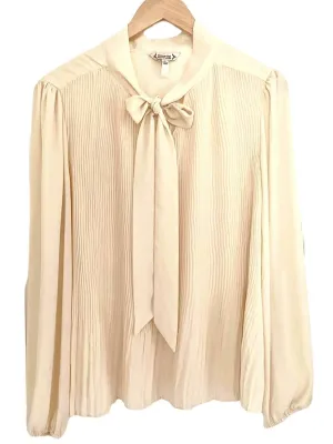 Bright Spring Ivory Pleated Bow Blouse