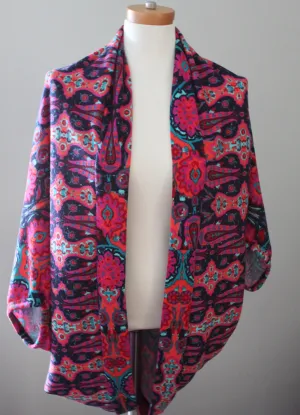 Bright Winter Floral Print Knit Shrug