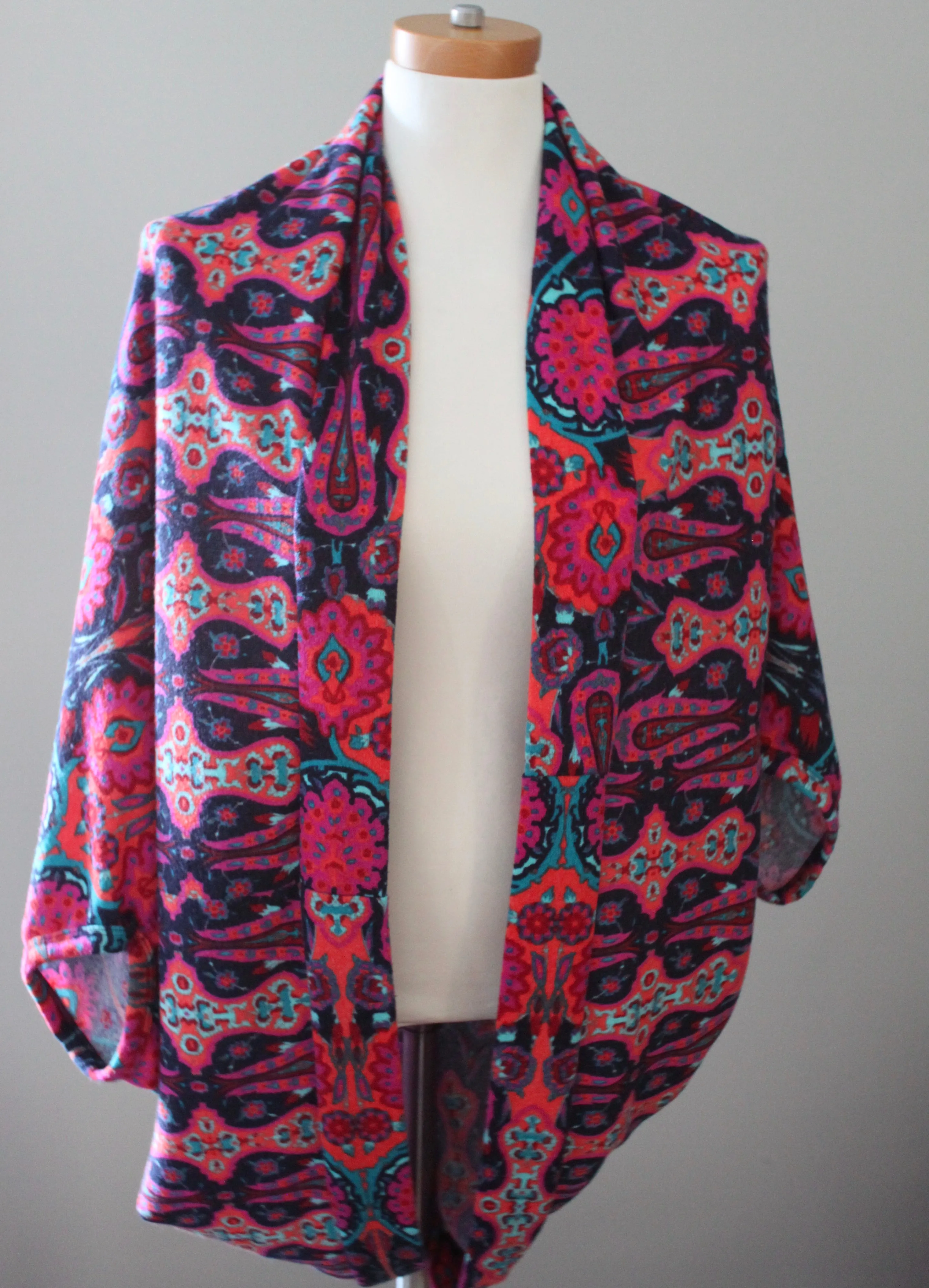 Bright Winter Floral Print Knit Shrug