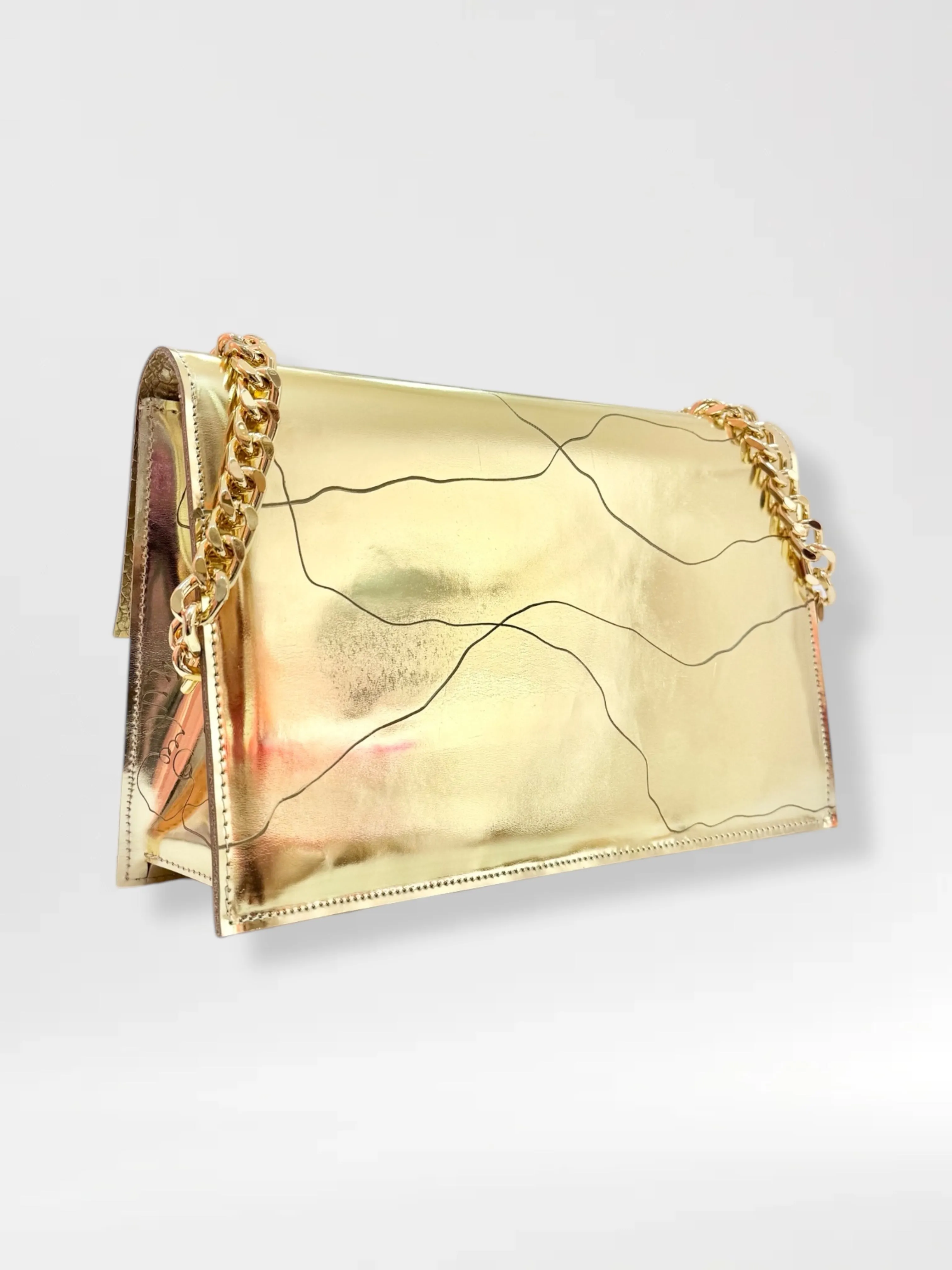CARMEN BAG - GOLD METALLIC w. UNIQUE DRAWING
