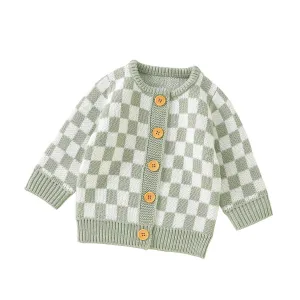 Checkers Knit Cardigan | Sage