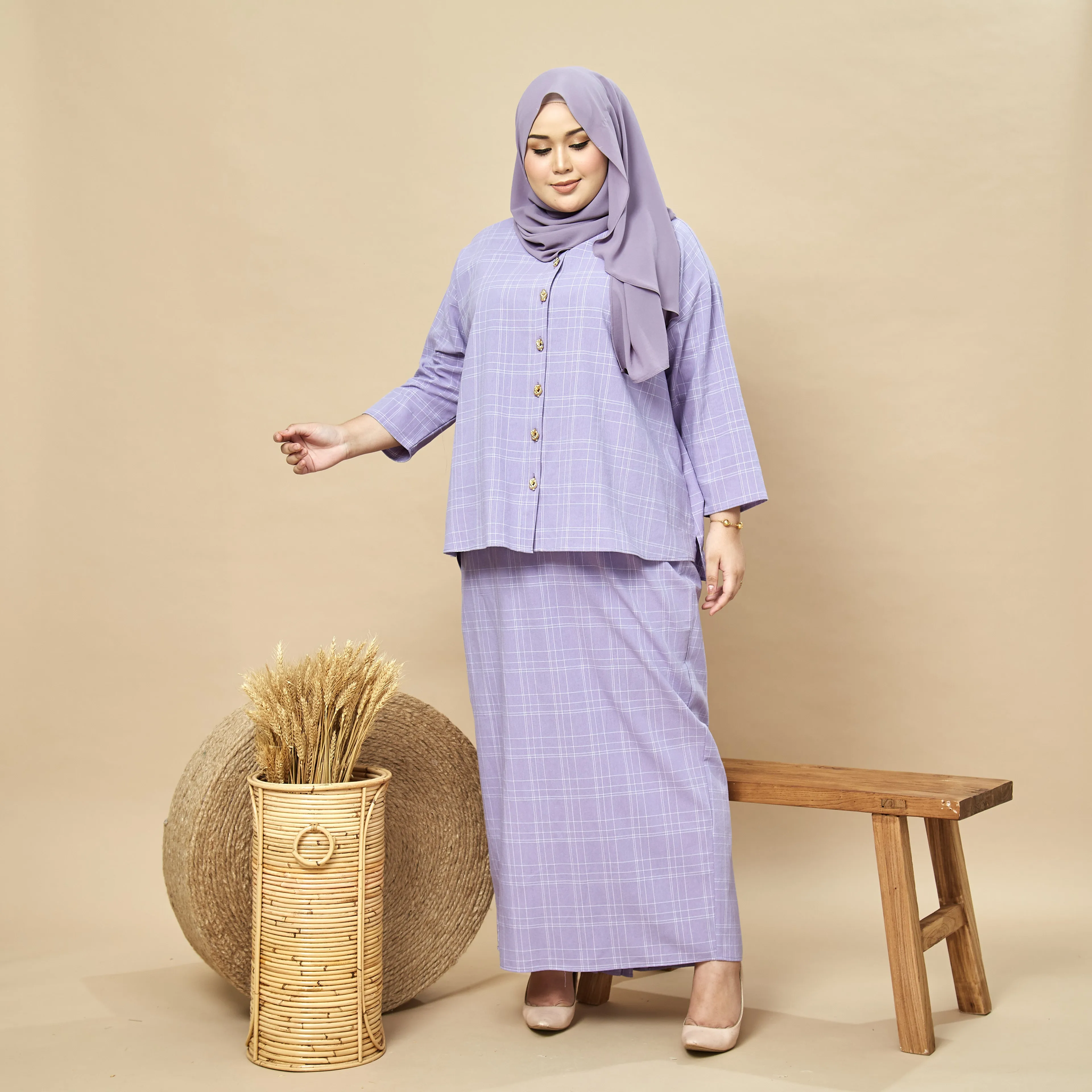 Danni Kurung Set - Lilac Check
