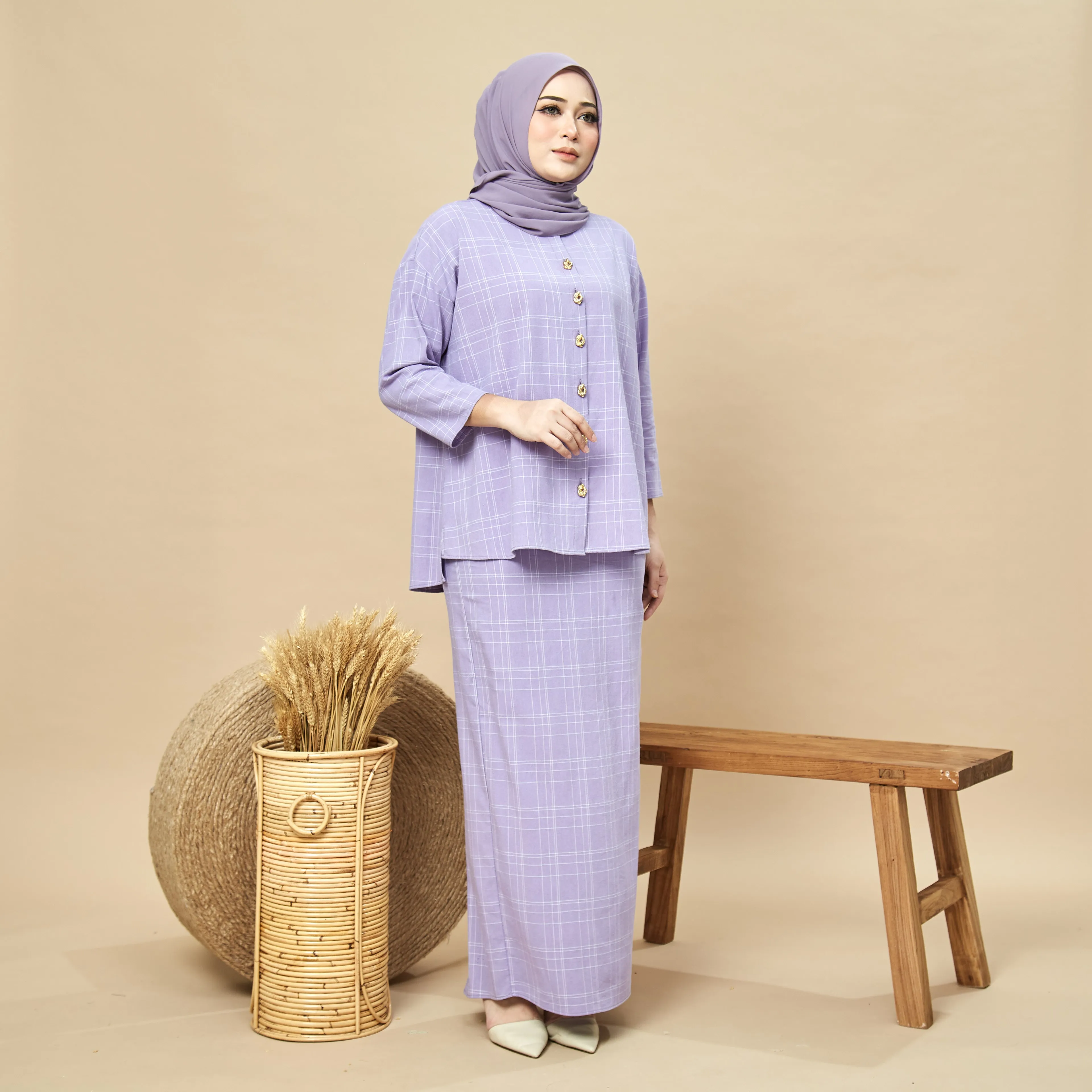 Danni Kurung Set - Lilac Check