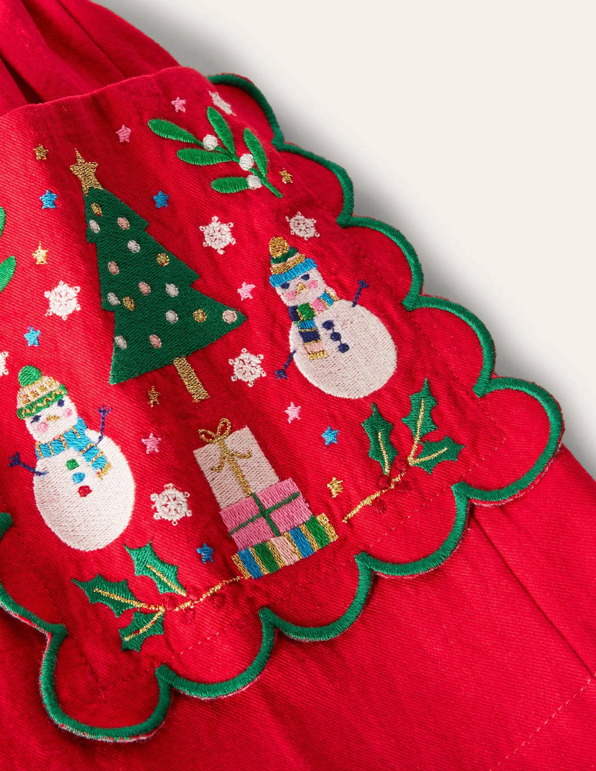 Embroidered Pocket Skirt-Rockabilly Red Festive