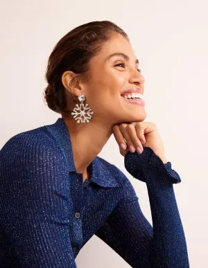Festive Jewelled Earrings-Snowflake