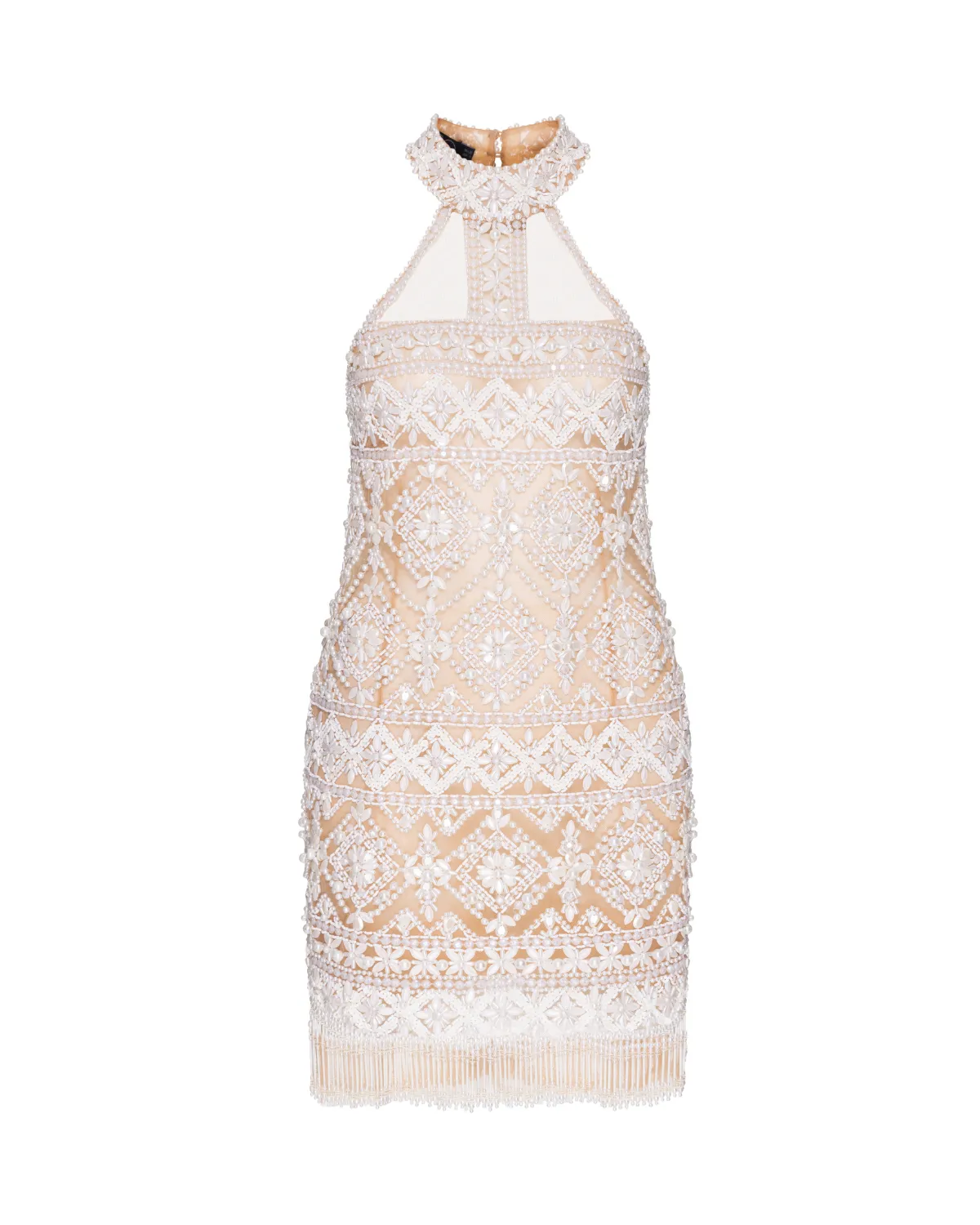 Hand-Beaded High Neck Mini Dress (EXCLUSIVE)