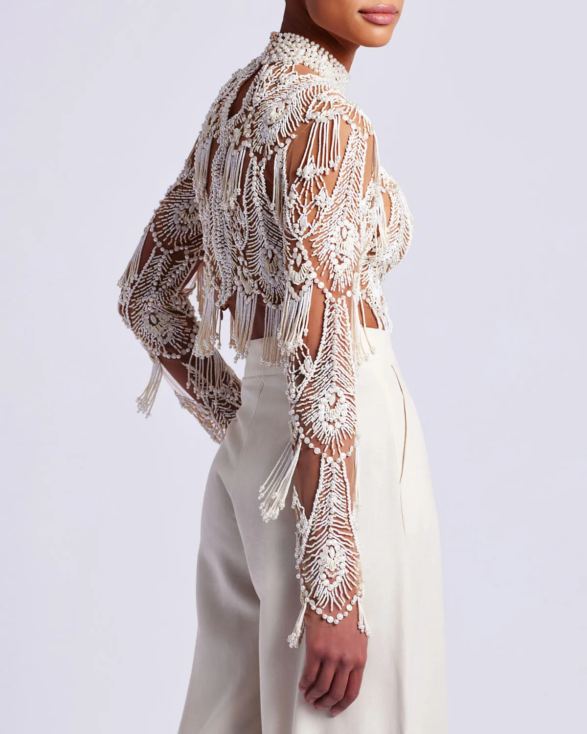 Hand-Beaded High Neck Top (EXCLUSIVE)