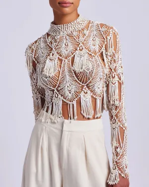 Hand-Beaded High Neck Top (EXCLUSIVE)