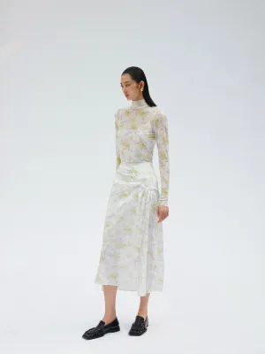Romantic Floral Flowy Drawstring Skirt