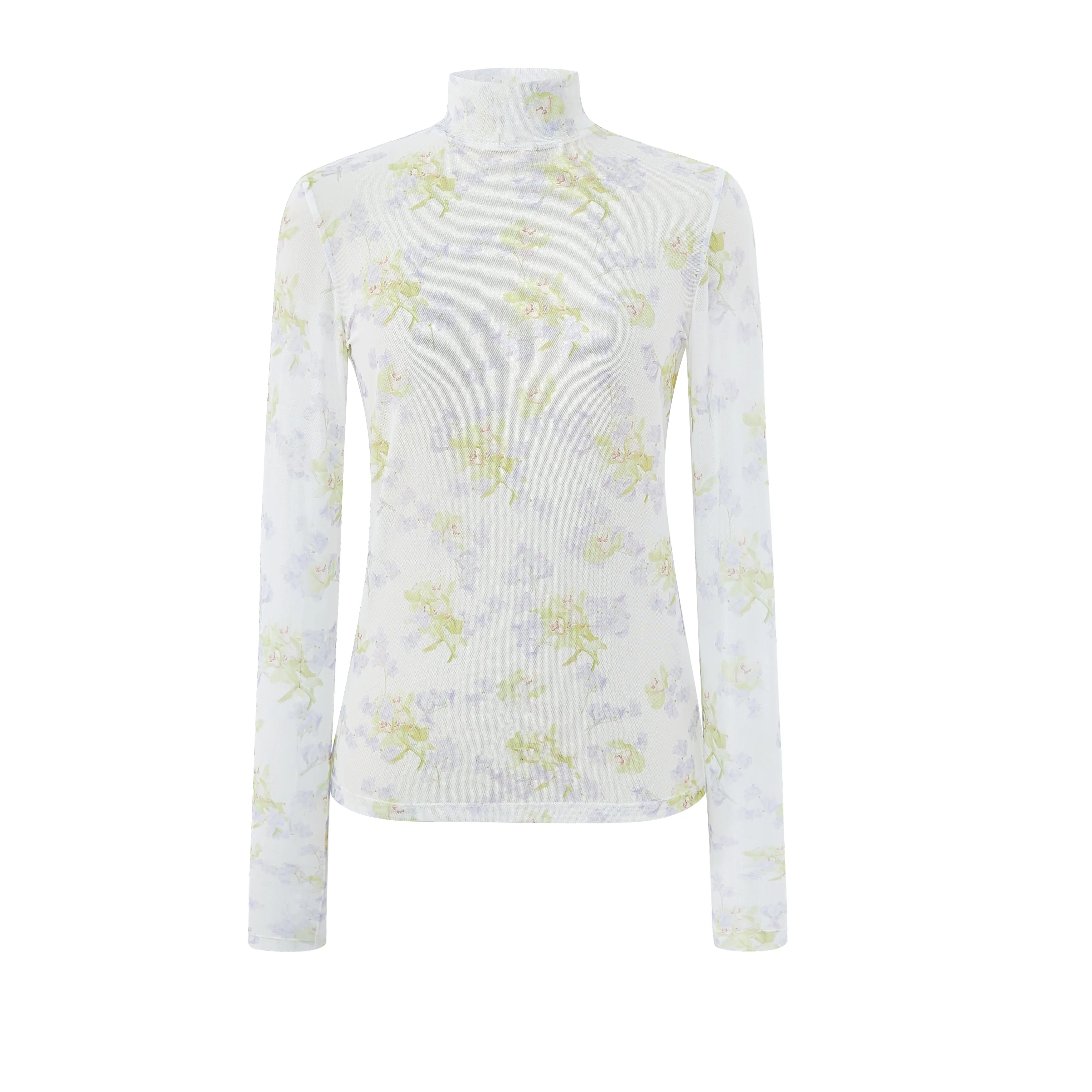 Romantic Print Mesh Top