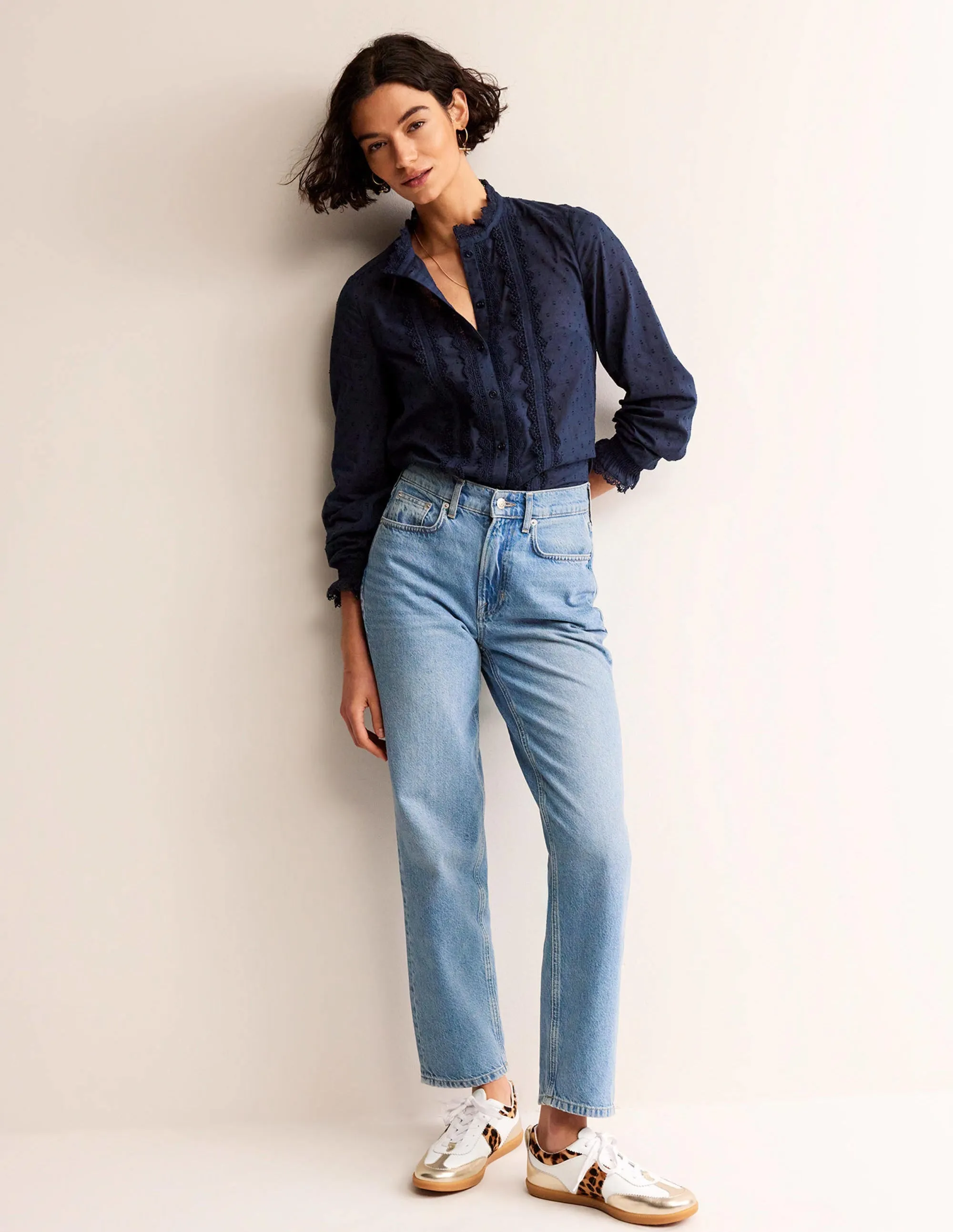 Romantic Textured Top-Navy