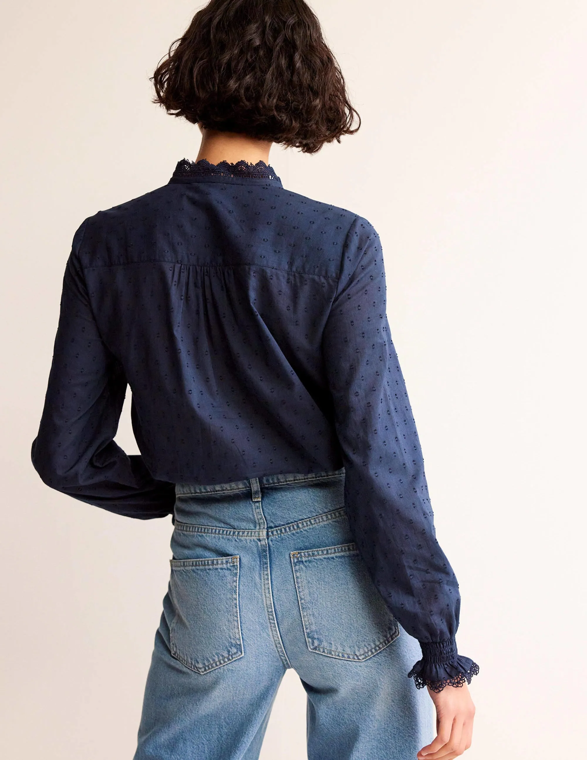 Romantic Textured Top-Navy