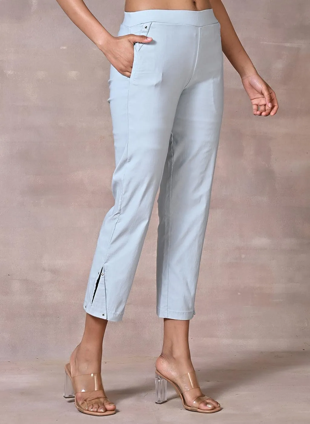 Spa Blue Capri with Elastic Waist Band