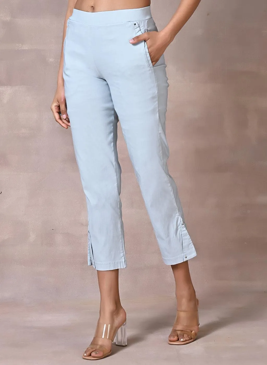 Spa Blue Capri with Elastic Waist Band