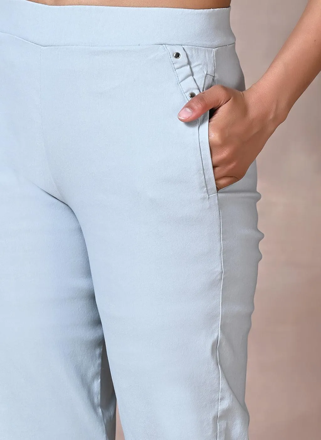 Spa Blue Capri with Elastic Waist Band