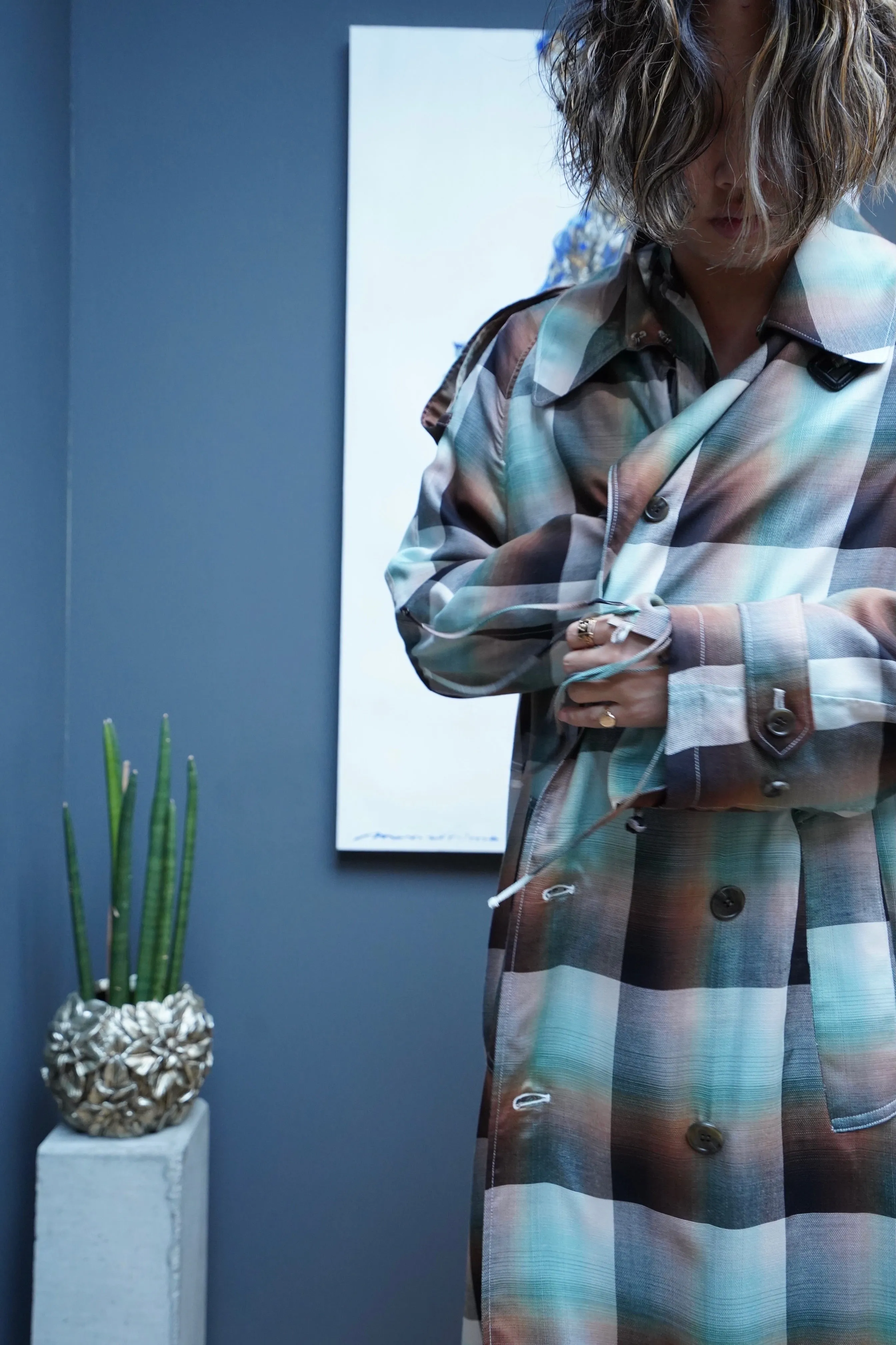 SUGARHILL OMBRE TRENCH COAT (GREEN)(EXCLUSIVE)