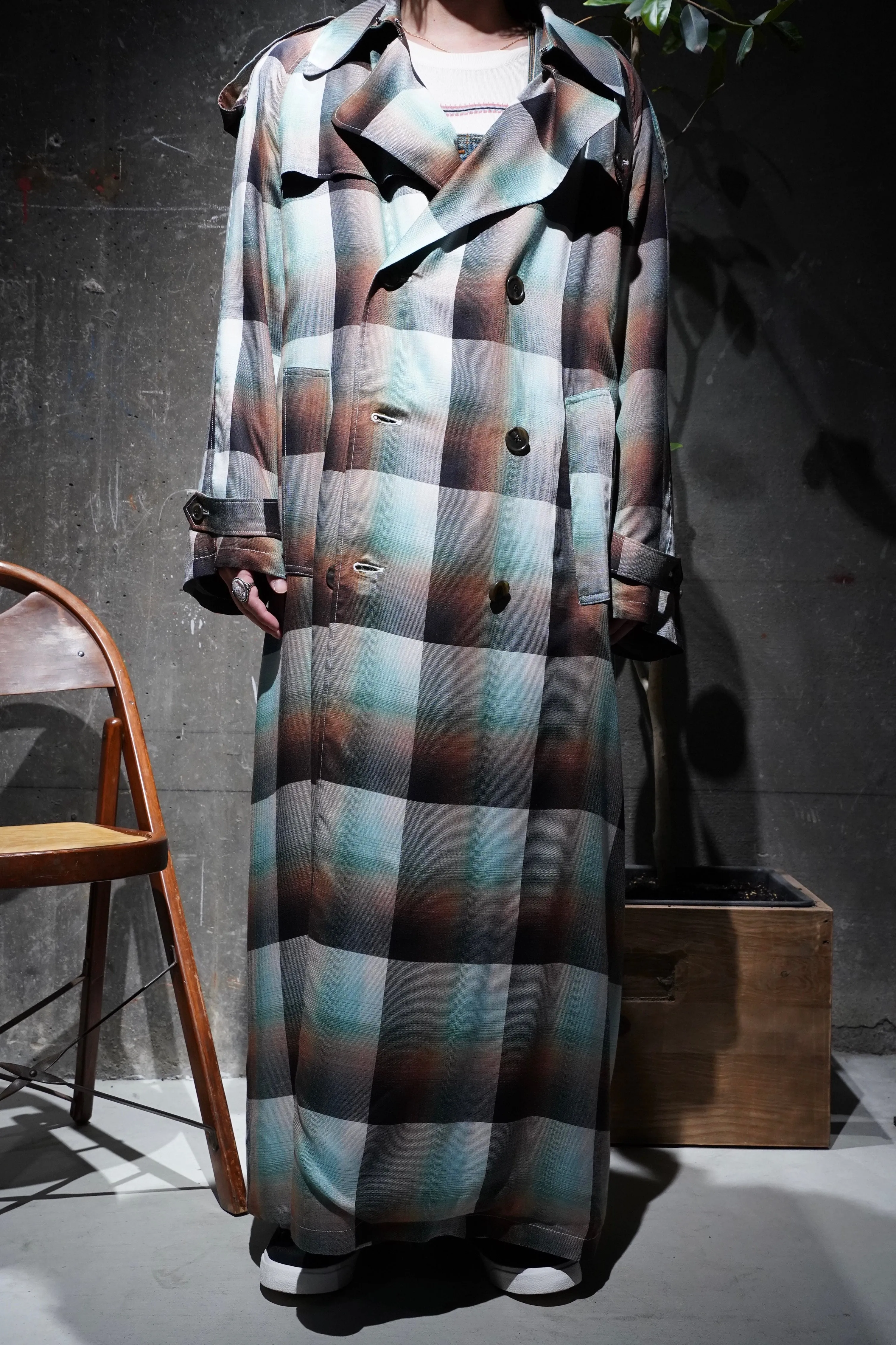 SUGARHILL OMBRE TRENCH COAT (GREEN)(EXCLUSIVE)
