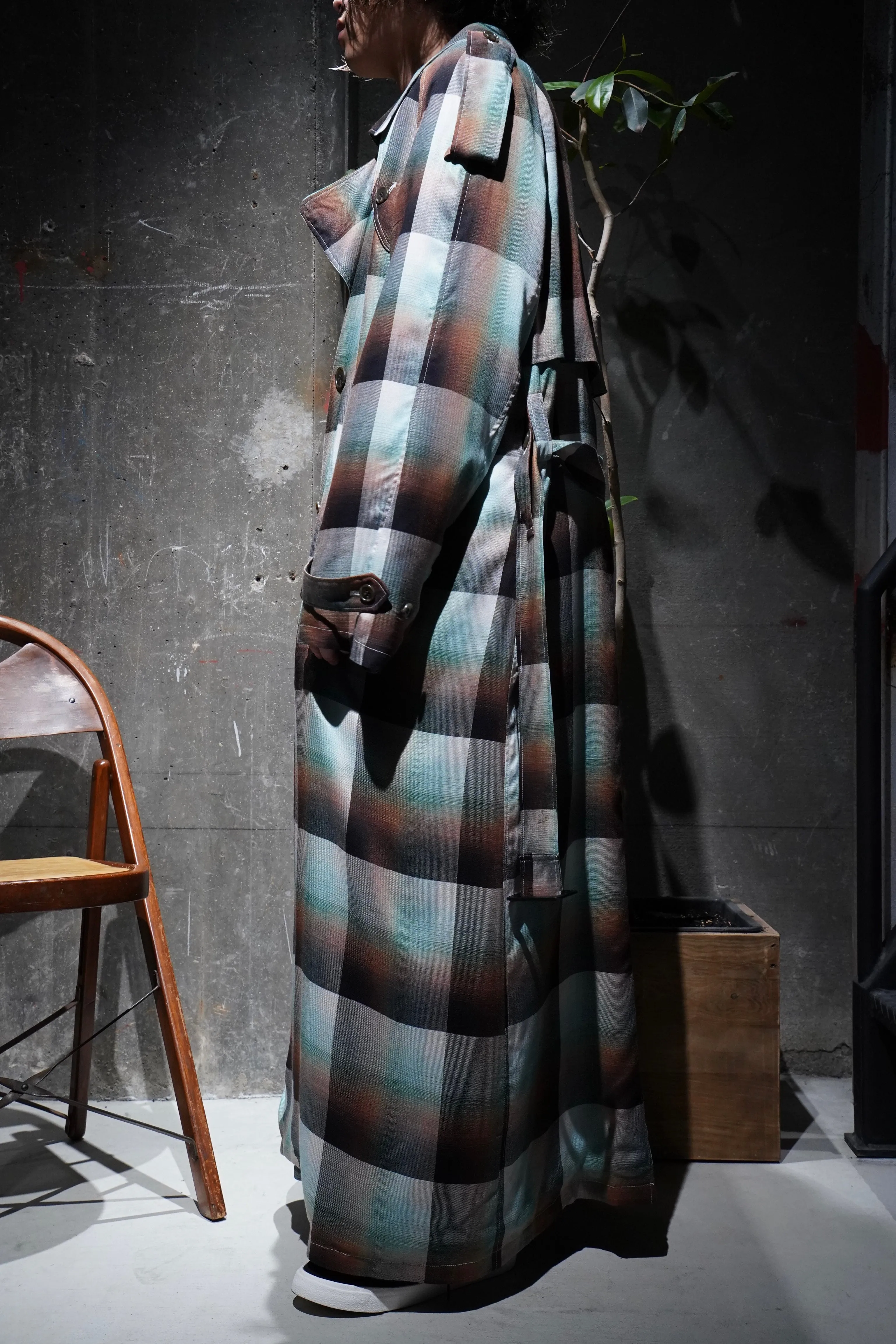SUGARHILL OMBRE TRENCH COAT (GREEN)(EXCLUSIVE)