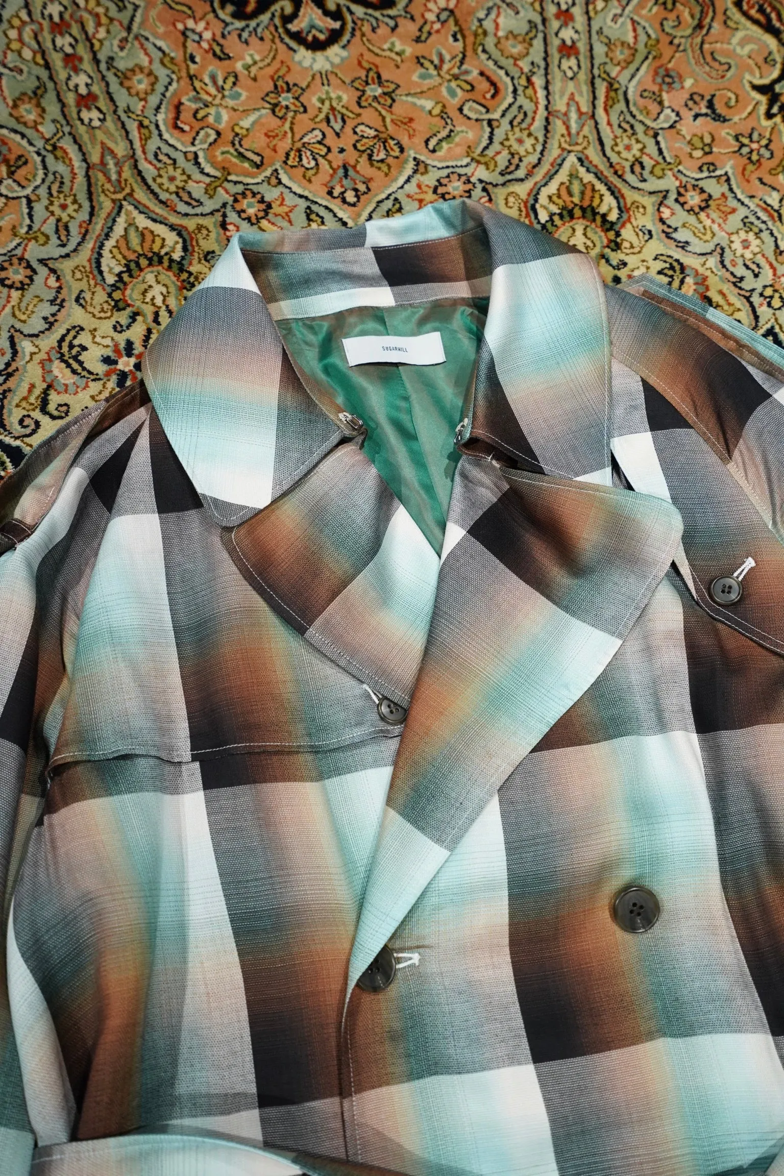 SUGARHILL OMBRE TRENCH COAT (GREEN)(EXCLUSIVE)